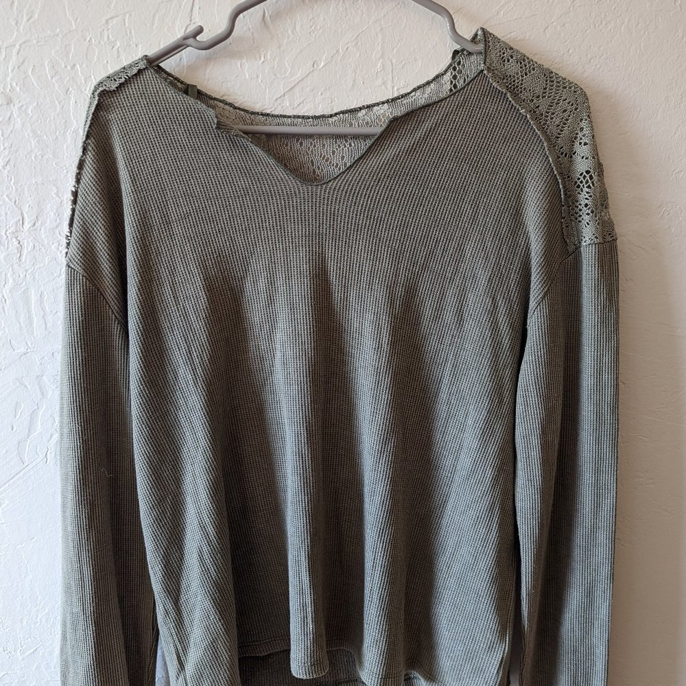NWT Women's Knox Rose Olive Green Long Sleeve Top Small
